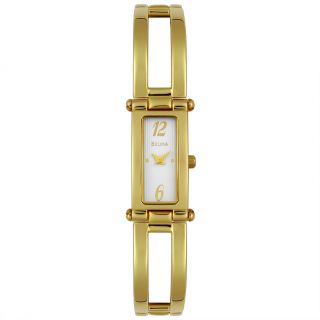 Bulova 97T55  Watches,Womens Goldtone White Dial, Casual Bulova Quartz Watches
