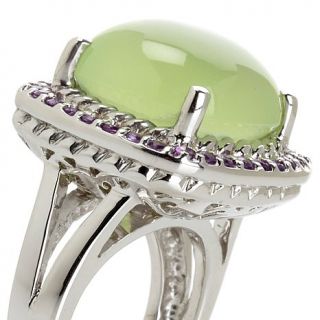 Sima K Green Chalcedony and Amethyst Sterling Silver Ring