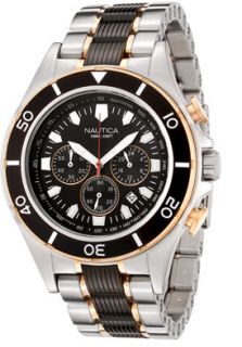 Nautica N30007G  Watches,Mens Halyard Chronograph Two Tone Stainless Steel, Chronograph Nautica Quartz Watches