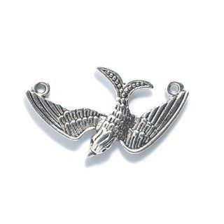 Shipwreck Beads Zinc Alloy Flying Bird Connector, 19 by 33mm, Silver, 20 Pack