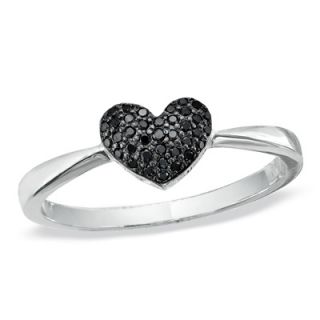 CT. T.W Enhanced Black Diamond Heart Ring in Sterling Silver