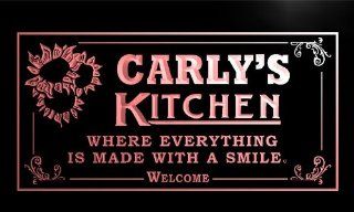 ps876 r Carly's Personalized Welcome Kitchen Bar Wine Neon Light Sign  