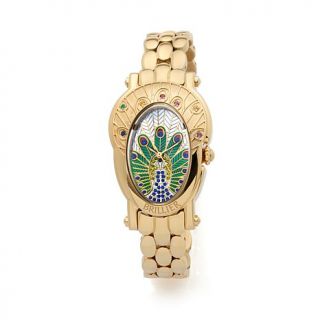 Brillier "Royal Plume" Multigemstone Peacock Bracelet Watch