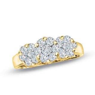 CTW. Diamond Flower Ring in 14K Gold   Zales