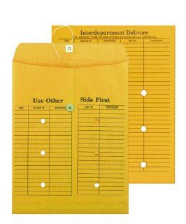 Columbian Brown Kraft String & Button 10 x 13 Inch Interdepartment Envelopes 100 Count (CO880)  Large Format Envelopes 