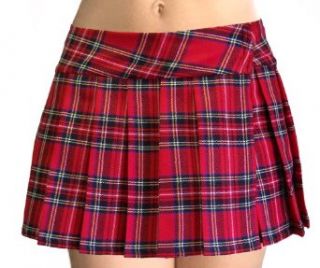 Red Schoolgirl Tartan Plaid Pleated Mini Skirt Stewart Clothing