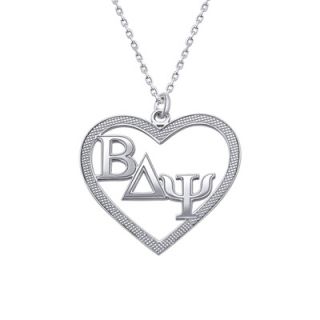 Heart with Greek Symbols Pendant in Sterling Silver (3 Symbols