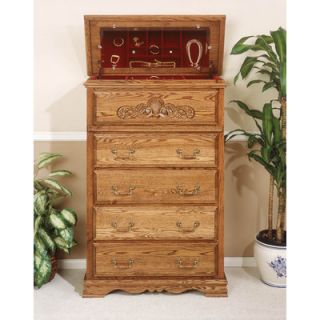 Bebe Furniture Country Heirloom 5 Drawer Safe Top Chest 501 Finish Medium Wood