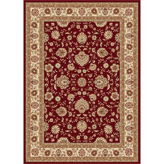 Red And Ivory Abstract Area Rug (76 X 910)