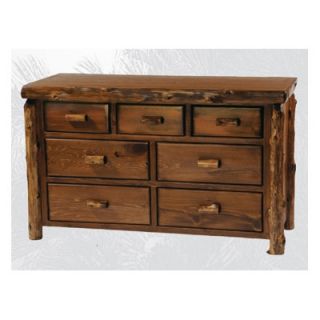 Fireside Lodge Traditional Cedar Log 7 Drawer Dresser 12050 Finish Vintage w