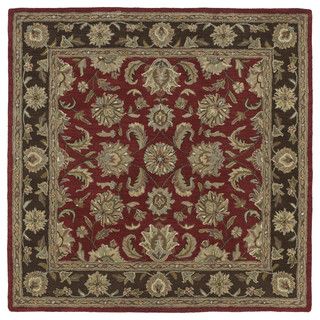 Hand tufted Scarlett Kashan Raspberry/ Brown Wool Rug (39 X 39)