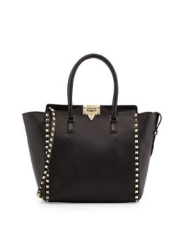 Rockstud Shopper Tote Bag, Black   Valentino