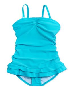 Tania Ruffle Skirt One Piece Swimsuit, Blue, 4 6