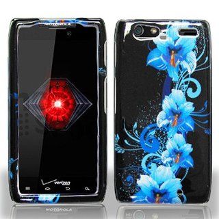 Blue Flower Hard Cover Case for Motorola Droid RAZR MAXX XT912 Cell Phones & Accessories