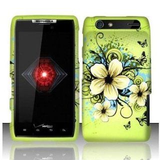 Motorola Droid Razr xt912 Accessory   Green Hibiscus Hawaii Flower Design Protective Hard Case Cover for Verizon Cell Phones & Accessories