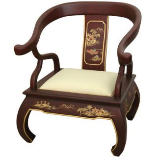 Oriental Furniture Landscape Ming Fabric Arm Chair LCQ CR 001 BLS Color Red