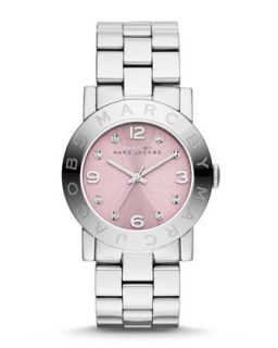 36mm Baker Crystal Analog Watch with Bracelet Strap, Stainless/Rose   MARC by
