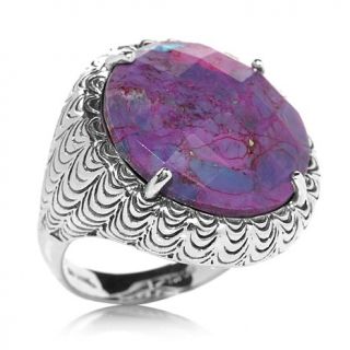 Hilary Joy Purple Mohaje Turquoise Sterling Silver Scalloped Waves Texture Ring