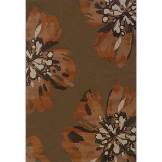 Floral Contemporary Brown/ Orange Rug (310 X 55)