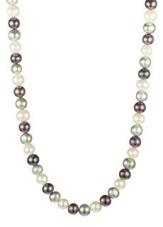 Peacock, Silver Grey, and White Potato Freshwater Cultured Pearl, Necklace with Sterling Silver Clasp Necklace 18" Jewelry