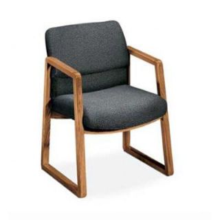 HON 2400 Series Guest Chair 2403 Fabric Gray, Finish Medium Oak