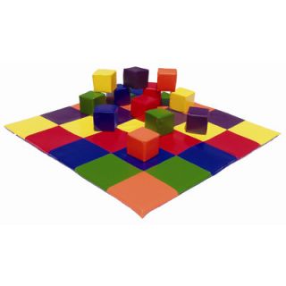 ECR4Kids Patchwork Mat & Toddler Blocks Set in Primary Colors ELR 0215