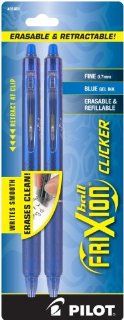 Pilot FriXion Clicker Retractable Erasable Gel Pens, Fine Point, Blue Ink, 2 Pack (31461)  Gel Ink Rollerball Pens 