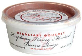 Headstart Gourmet Raspberry Honey Mustard, Beurre Rouge Red Wine Compound Butter Sauce, 4 Ounce Tubs (Pack of 4)  Red Wine Vinegars  Grocery & Gourmet Food
