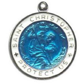 St. Christopher Surf Medal   Large Baby Blue/White Sports & Outdoors