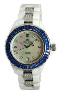 Oniss Paris Women's ON889O L WHT/BLU Princess Swiss Collection White Ceramic Blue Crystal Watch Watches