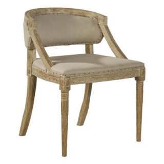 Furniture Classics LTD Carved Oak and Linen Arm Chair 71368