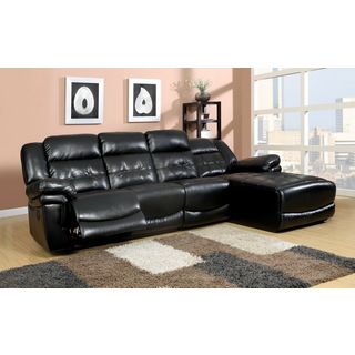 Furniture Of America Luzeni 3 piece Tufted Black Bonded Leather Sectional Set