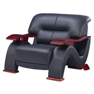 Global Furniture USA Leather Chair U2033 LV BL CH / U2033 LV CAP CH Color Black