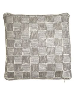 Embroidered Basketweave Pillow, 18Sq.   Upstairs by Dransfield and Ross