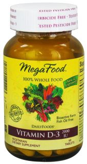 MegaFood   DailyFoods Vitamin D 3 Bioactive Form 2000 IU   60 Vegetarian Tablets