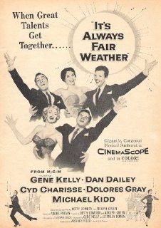 It's Always Fair Weather 1955 Movie Ad with Gene Kelly, Cyd Charisse, Dan Dailey, Dolores Gray and Michael Kidd  Prints  