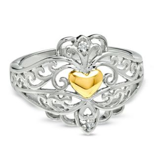 Precious Moments® Diamond Accent Heart Scroll Ring in Sterling Silver