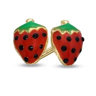 Childs Red and Green Enamel Strawberry Earrings in 14K Gold   Zales