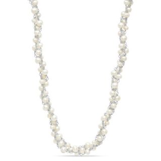 0mm Cultured Freshwater Pearl Woven Necklace in Sterling