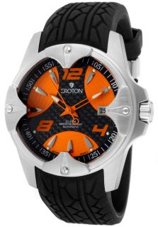 Croton CA301123BSOR  Watches,Mens Carbon Diver Orange/Black Carbon Fiber Dial Black Rubber, Casual Croton Automatic Watches