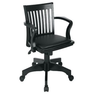 Office Star Deluxe Office Chair 108 Wood Finish/Vinyl Seat Black / Black