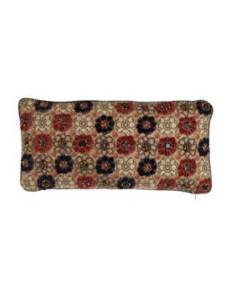Persimmon/Navy Floral Pillow with Crochet & Bead Detail, 10 x 20   Dransfield