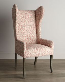 Pink Damask Wing Chair