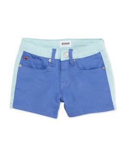 Leeloo Colorblock Denim Shorts, Provence, Girls 8 10   Hudson