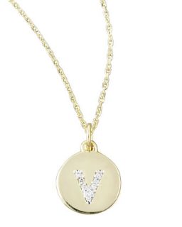 Diamond Initial Necklace, V   KC Designs