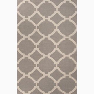 Handmade Geometric Pattern Flat pile Gray/ Ivory 100 percent Wool Rug (9 X 12)