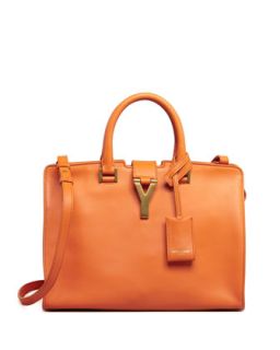 Y Ligne Cabas Mini Leather Bag, Orange   Saint Laurent