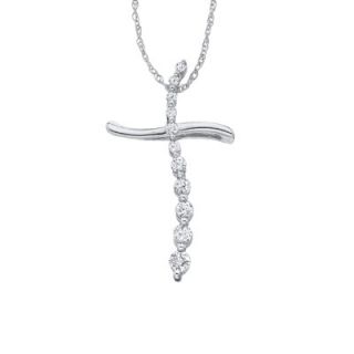 CT. T.W. Journey Diamond Cross Pendant in 10K White Gold   Zales
