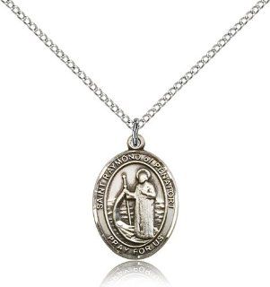 .925 Sterling Silver Saint St. Raymond of Penafort Medal Pendant 3/4 x 1/2 Inches Athletes/Soldiers 8385  Comes with a SS Lite Curb Chain Neckace And a Black velvet Box Jewelry