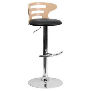 FlashFurniture Bar Stool with Vinyl Adjustable Height Seat and Cutout Back SD
